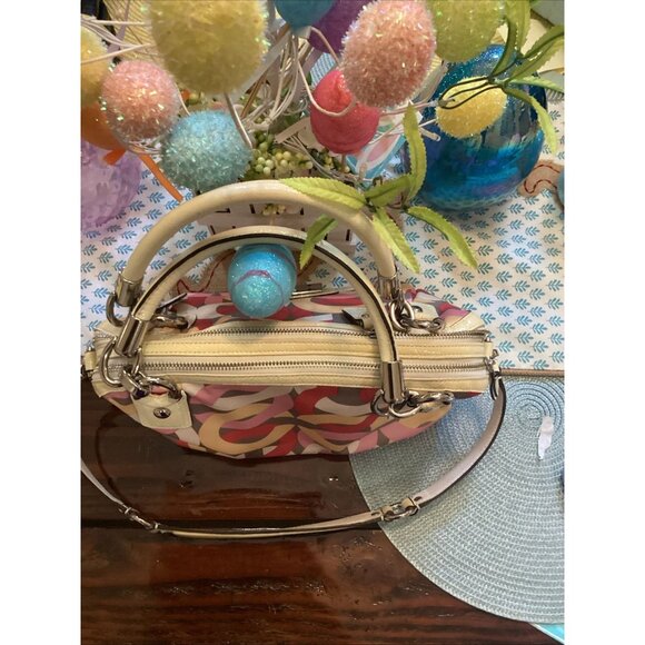 COACH KRISTIN CHAIN LINK PRINT DOUBLE ZIP SATCHEL Bag F22744 Handbag Purse COA - Picture 3 of 9